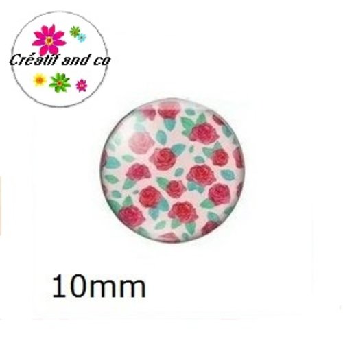 X2 cabochons fleuris 10mm