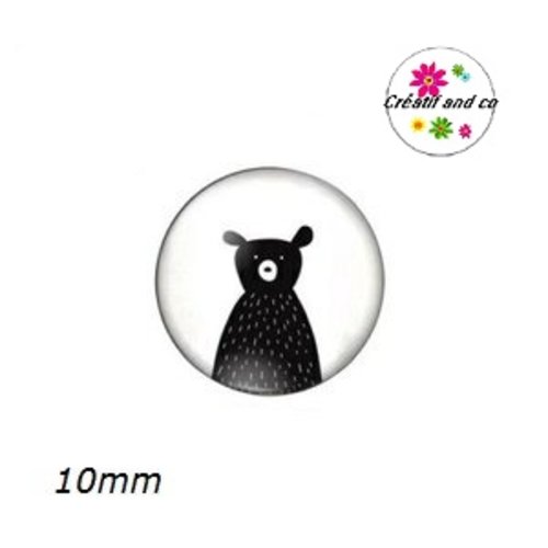 X2 cabochons ours noir 10mm