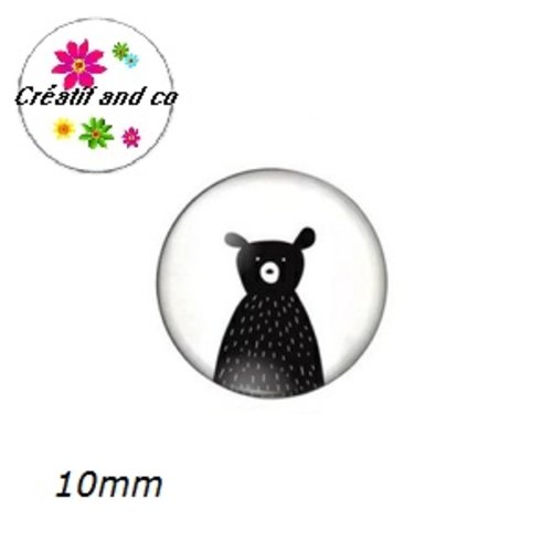 X2 cabochons ours noir 10mm