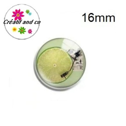 X2 cabochons tourne disque citron vert 16mm