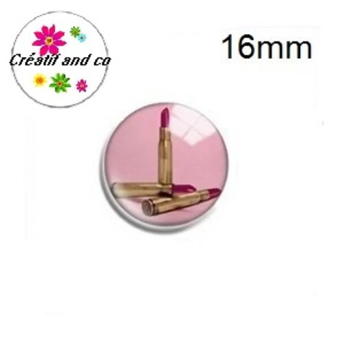 X2 cabochons tube rouge à lèvre 16mm