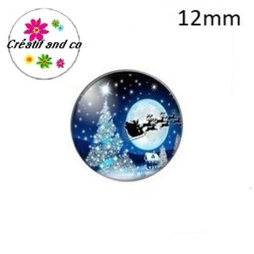 X2 cabochons traineau de noël 12mm