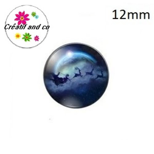 X2 cabochons traineau de noël 12mm