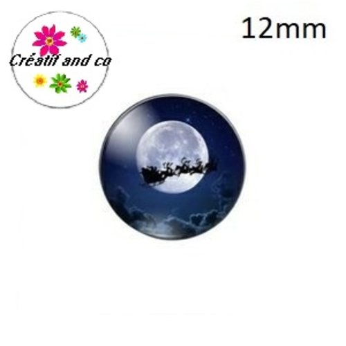 X2 cabochons traineau de noël 12mm