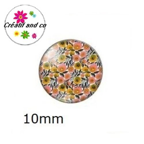 X2 cabochons fleuris 10mm