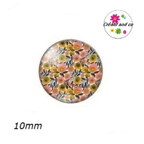 X2 cabochons fleuris 10mm