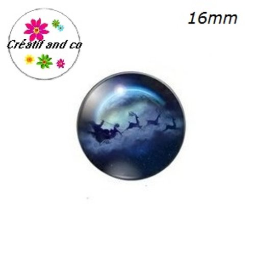 X2 cabochons traineau de noël 16mm