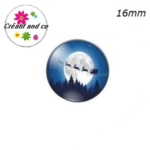 X2 cabochons traineau de noël 16mm