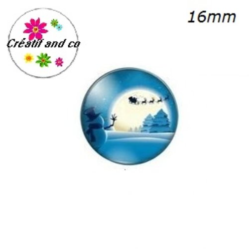 X2 cabochons traineau de noël 16mm