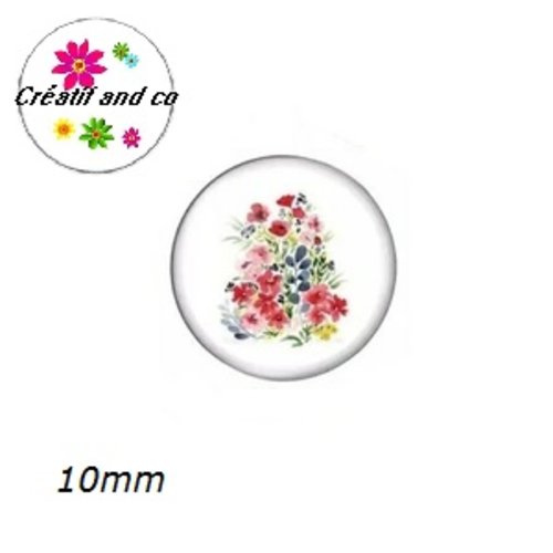 X2 cabochons fleuris 10mm