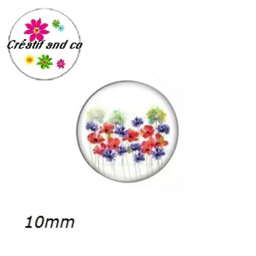 X2 cabochons fleuris 10mm