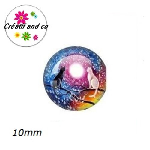 X2 cabochons duo de chat amoureux 10mm