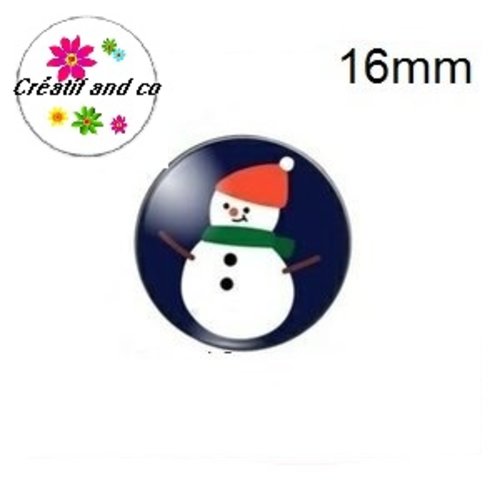 X2 cabochons bonhomme de neige 16mm