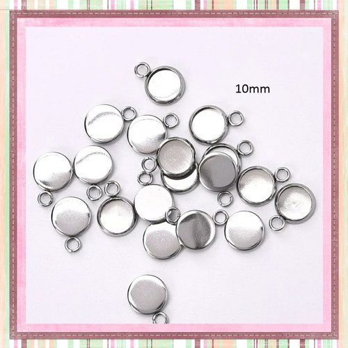 X10 supports pendentifs acier inoxydable cabochon 10mm