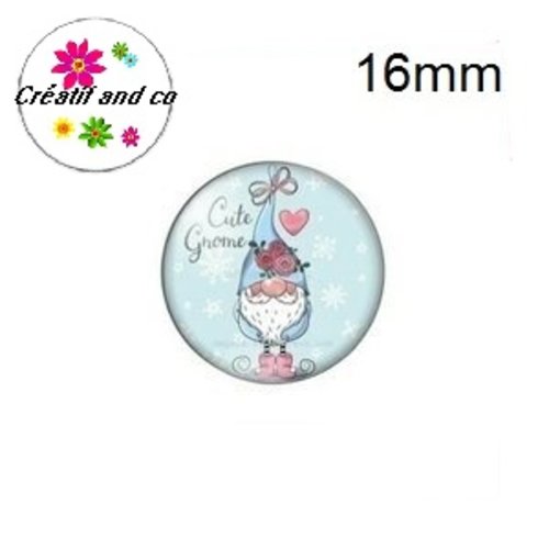 X2 cabochons lutin de noël 16mm