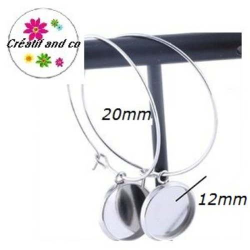 Créoles 20mm et son support cabochon 12mm