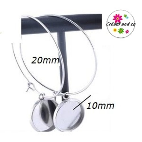 Créoles 20mm et son support cabochon 10mm