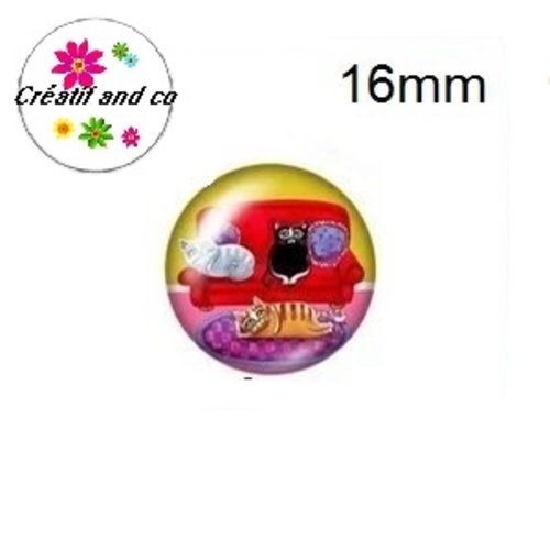 X2 cabochons duo de chat 16mm