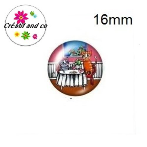 X2 cabochons duo de chat 16mm