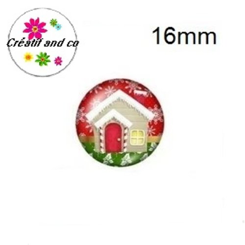 X2 cabochons chalet de noël 16mm