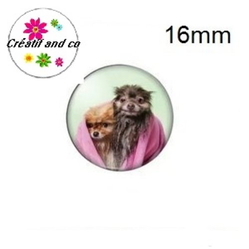 X2 cabochons duo de chiens humoristiques 16mm