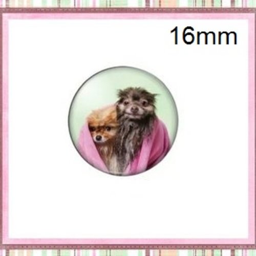 X2 cabochons duo de chiens humoristiques 16mm