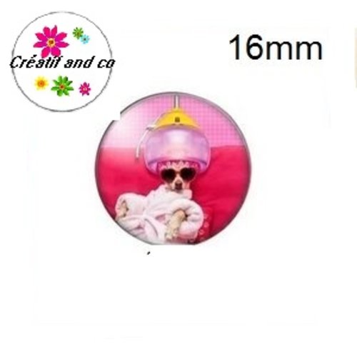 X2 cabochons  chien humoristique 16mm
