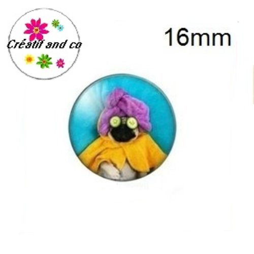 X2 cabochons  chien humoristique 16mm
