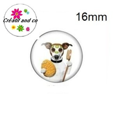 X2 cabochons  chien humoristique 16mm