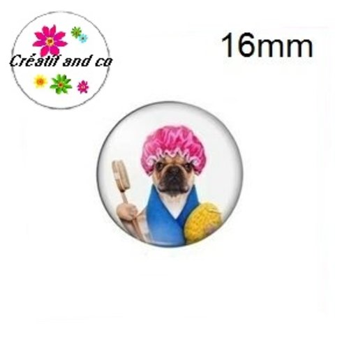X2 cabochons  chien humoristique 16mm