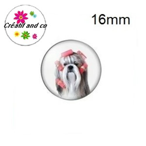 X2 cabochons  chien humoristique 16mm