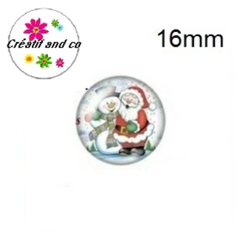 X2 cabochons bonhomme de neige et père noël 16mm