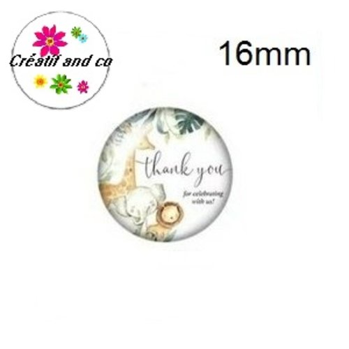 X2 cabochons animaux de la jungle 16mm