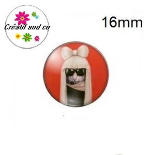 X2 cabochons chat humoristique 16mm