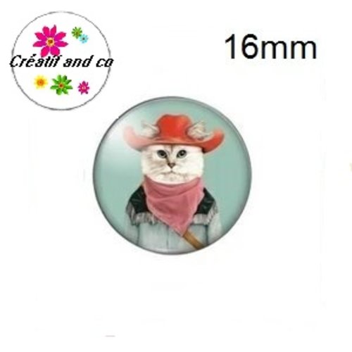 X2 cabochons chat humoristique 16mm