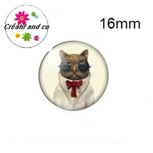 X2 cabochons chat humoristique 16mm