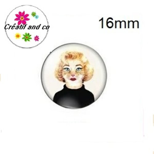 X2 cabochons chat humoristique 16mm