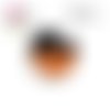 X2 cabochons motif géomètrique orange et noir 16mm