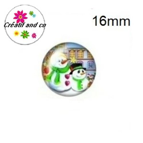 X2 cabochons bonhommes de neige 16mm