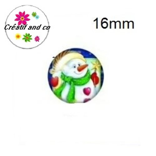 X2 cabochons bonhomme de neige 16mm