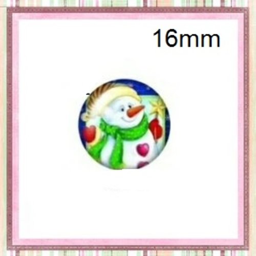 X2 cabochons bonhomme de neige 16mm