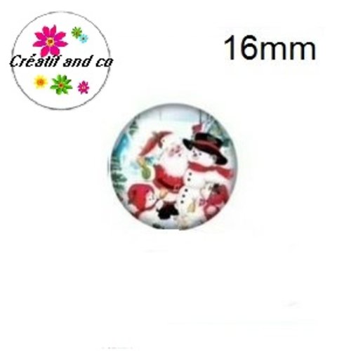 X2 cabochons bonhomme de neige et père noël 16mm