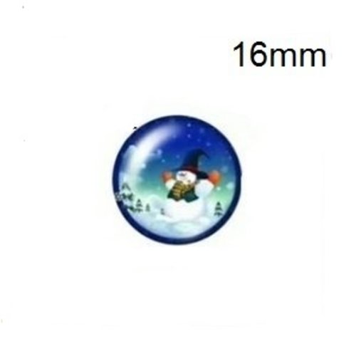 X2 cabochons bonhomme de neige 16mm