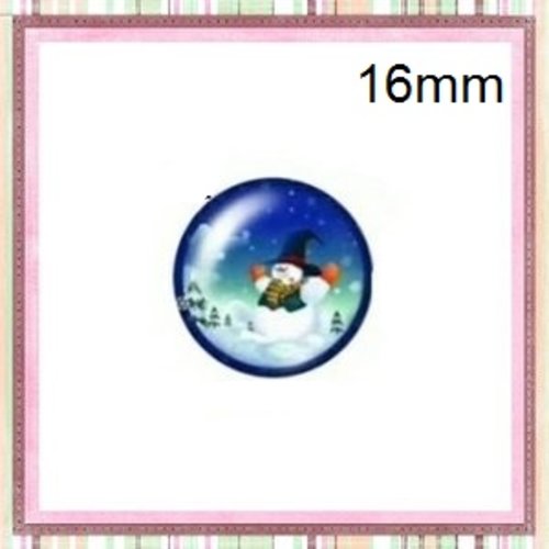 X2 cabochons bonhomme de neige 16mm