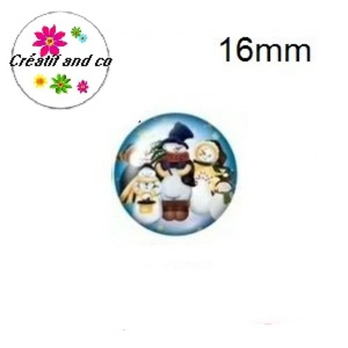 X2 cabochons bonhommes de neige 16mm