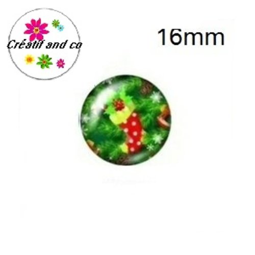 X2 cabochons chaussette de noël 16mm