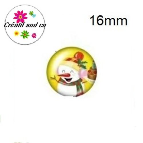 X2 cabochons bonhomme de neige 16mm
