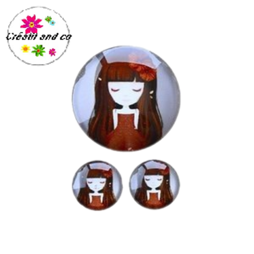 Lot cabochon petite fille  25mm et 2 cabochons 12mm