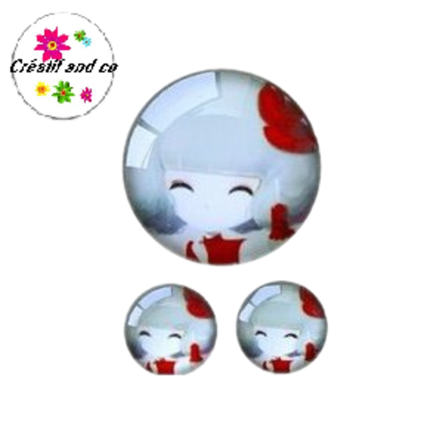 Lot cabochon petite fille 25mm et 2 cabochons 12mm