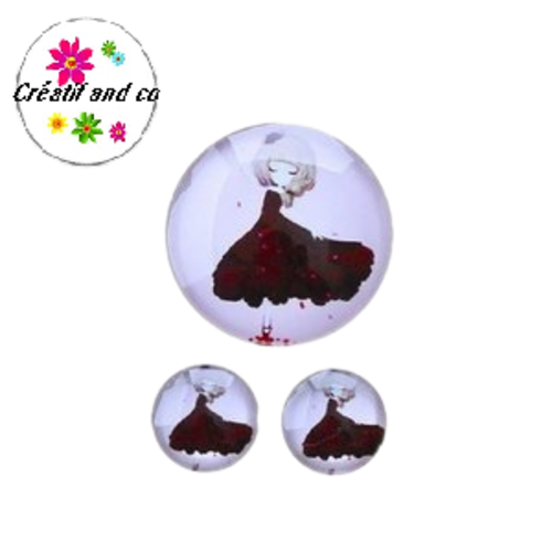 Lot cabochon petite fille  25mm et 2 cabochons 12mm